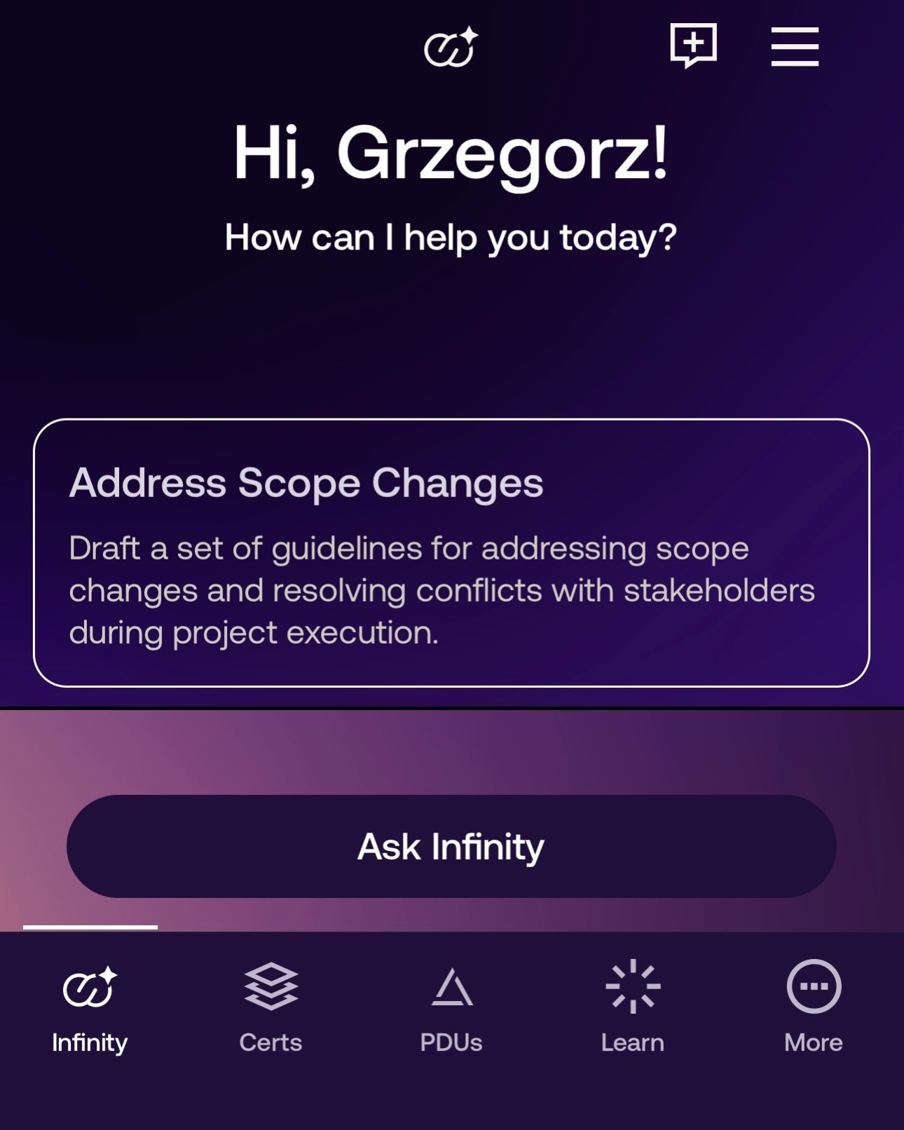 PMI Infinity™ mobile is here!